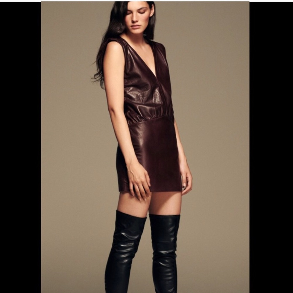 Zara genuine leather dress, brown